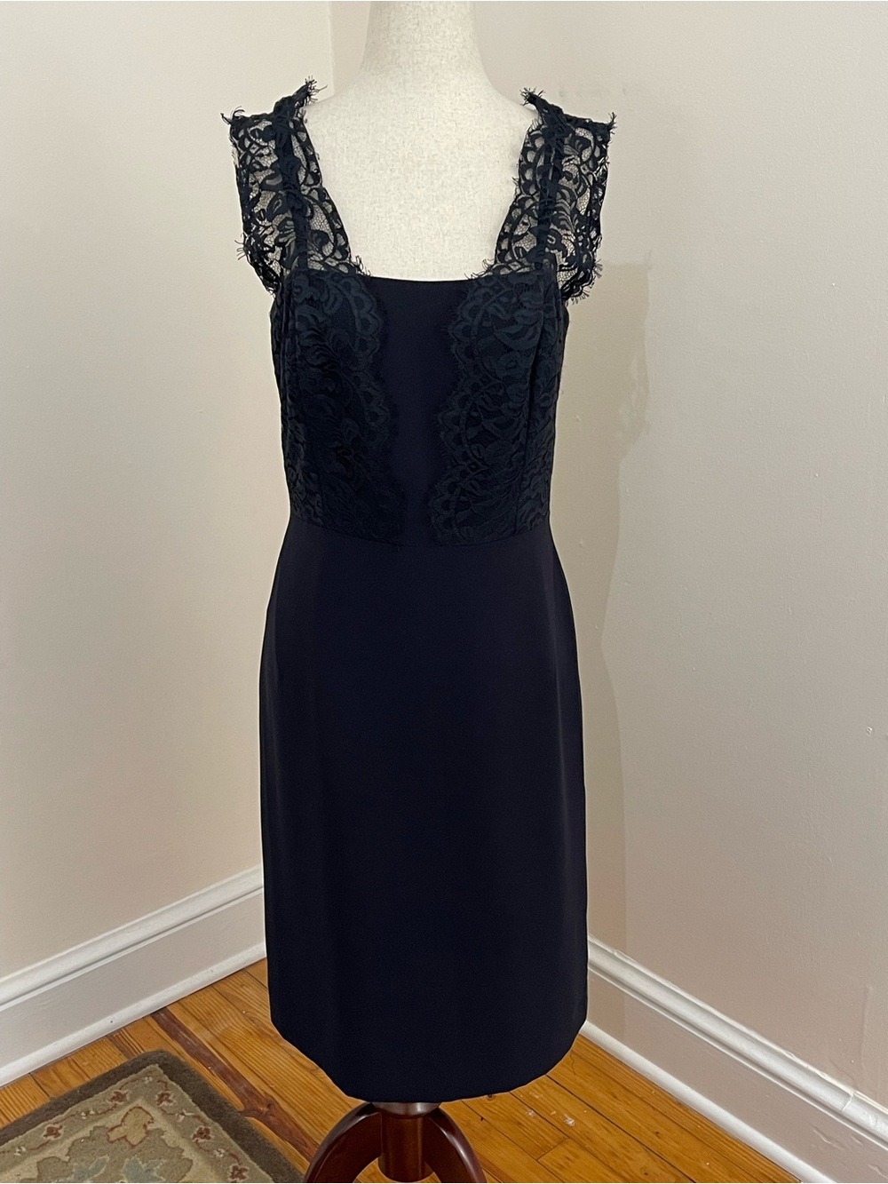 Tahari Arthur S Levine Black Lace Sheath Dress Size 10 Cocktail